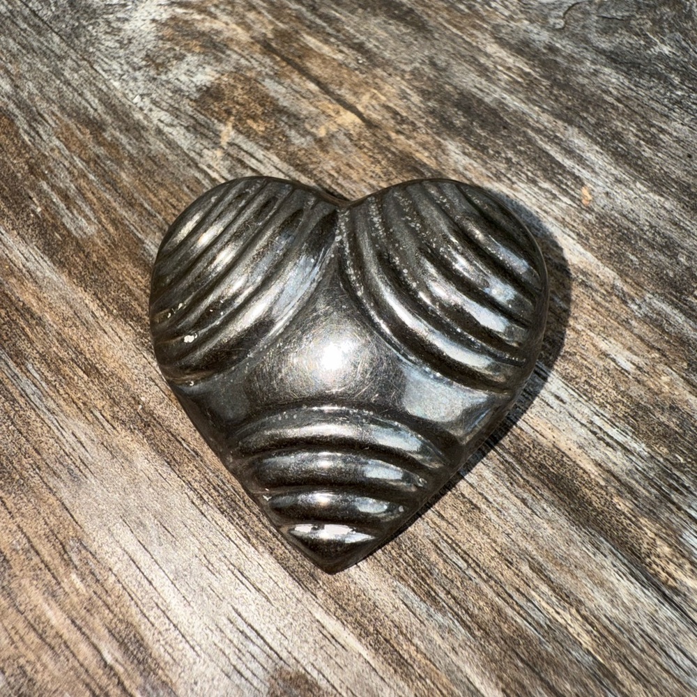 Vtg Mexico 925 Sterling Silver Puffy Heart Love Pendant Brooch - Picture 1 of 7